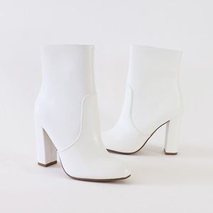 sabio white vegan leather ankle boots booties
